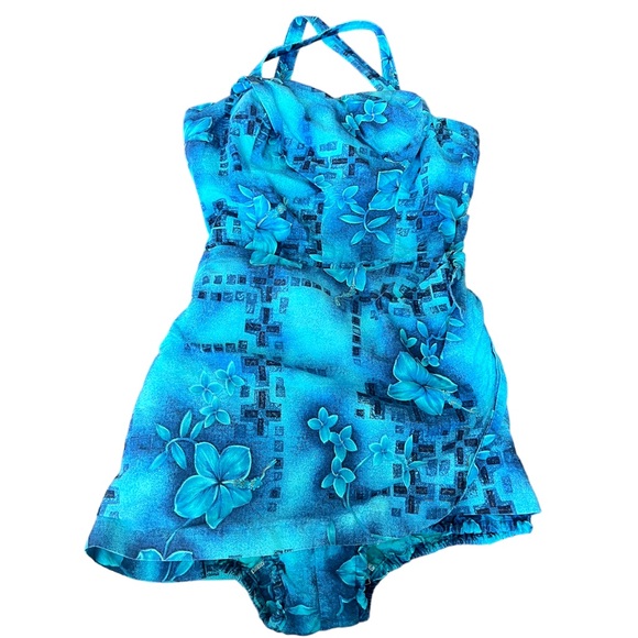 VTG Blue Floral 60's Paradise Hawaii Sun Suit Romper See Measurements in listing - Picture 10 of 15